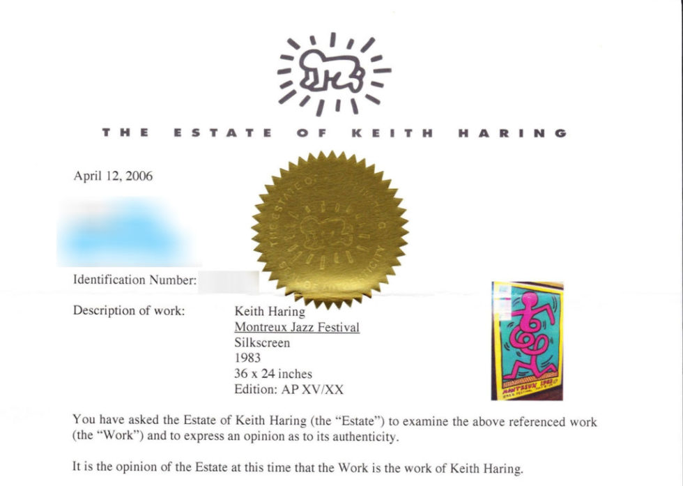 Authentic gold seal from Keith Haring estate